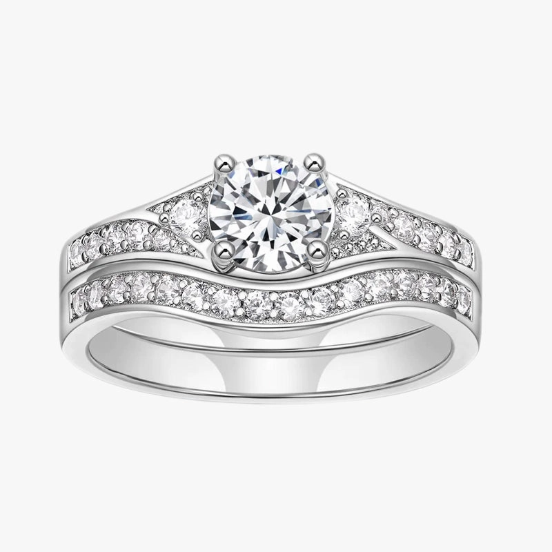 1 Carat Women's Wedding Rings Round Bridal Ring Set Distinctive Jewelry