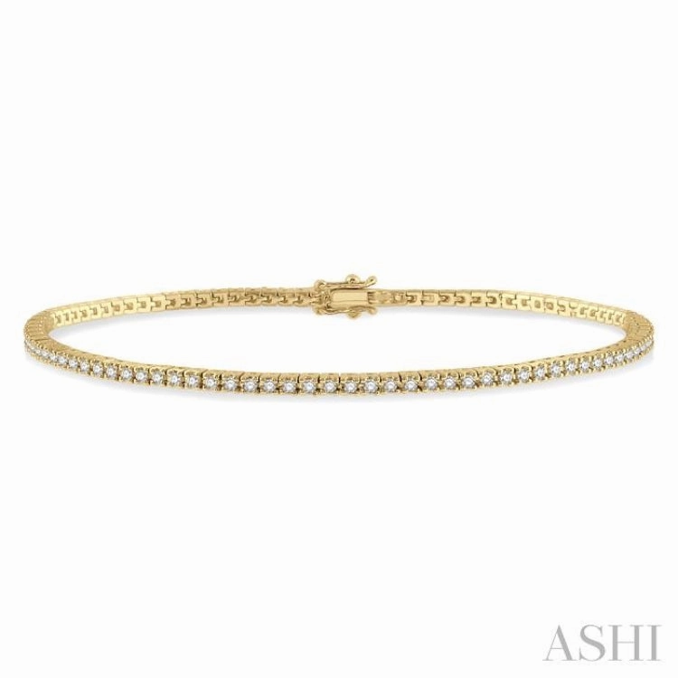 Uplifting Amalgamations 1 ctw Close Fit Round Cut Diamond Tennis Bracelet in 10K Yellow Gold