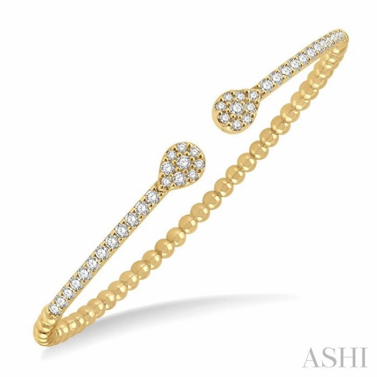 Ethnic Vision 1 Ctw Pear Shape Round Cut Diamond Open Cuff Bangle in 14K Yellow Gold