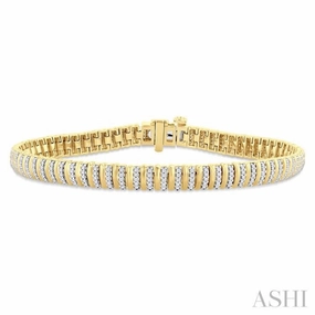 1 Ctw Ribbed Round Cut Diamond Bracelet in 10K Yellow Gold International Presence Beneficial Amalgamations