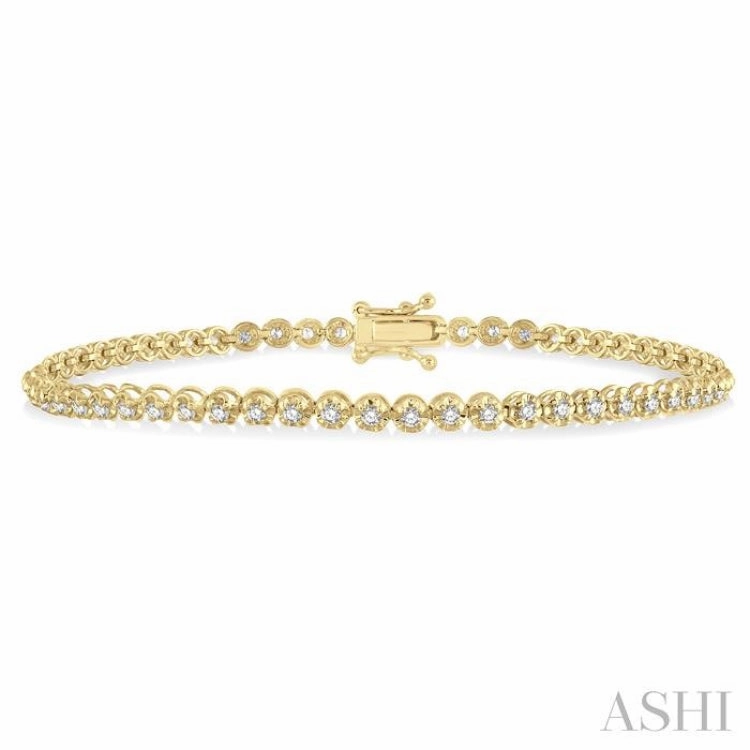 Diverse Fusions 1 Ctw Round Cut Diamond Illusion Tennis Bracelet in 14K Yellow Gold