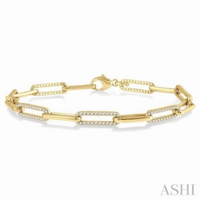 1 ctw Round Cut Diamond Paperclip Bracelet in 14K Yellow Gold Good Chemistry