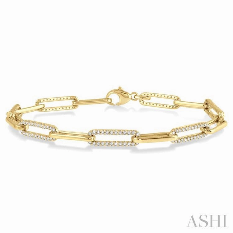 1 ctw Round Cut Diamond Paperclip Bracelet in 14K Yellow Gold Good Chemistry