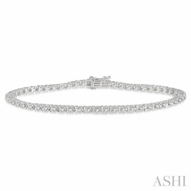 1 Ctw Round Cut Diamond Tennis Tulip Bracelet in 14K White Gold Vibrant Personality