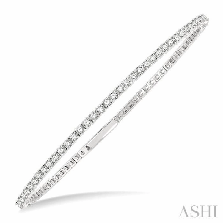 1 Ctw Round Cut Flexible Diamond Bangle in 14K White Gold Flawless Perspective