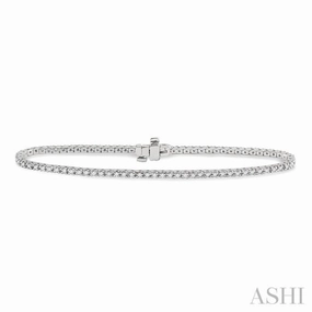 1 ctw Square Shape Round Cut Diamond Tennis Bracelet in 14K White Gold Smooth Composites Essential Element