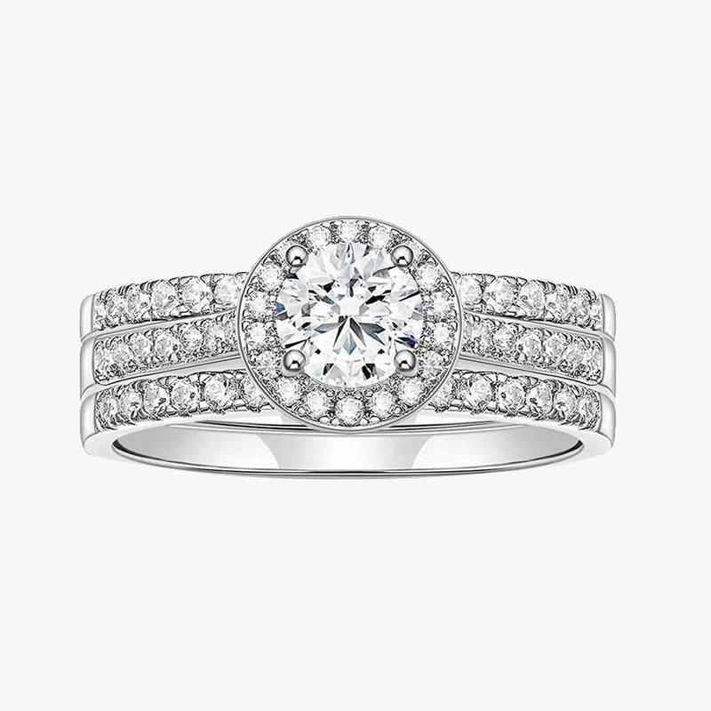 Romantic Vibe Natural Sparkle 1CT Commitment Anniversary Ring 3 Piece Ring Set