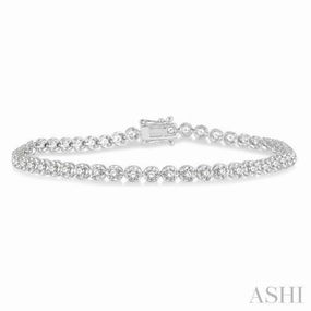 2 Ctw Round Cut Diamond Illusion Tennis Bracelet in 14K White Gold Ready To Give