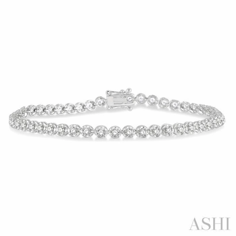 2 Ctw Round Cut Diamond Illusion Tennis Bracelet in 14K White Gold Ready To Give