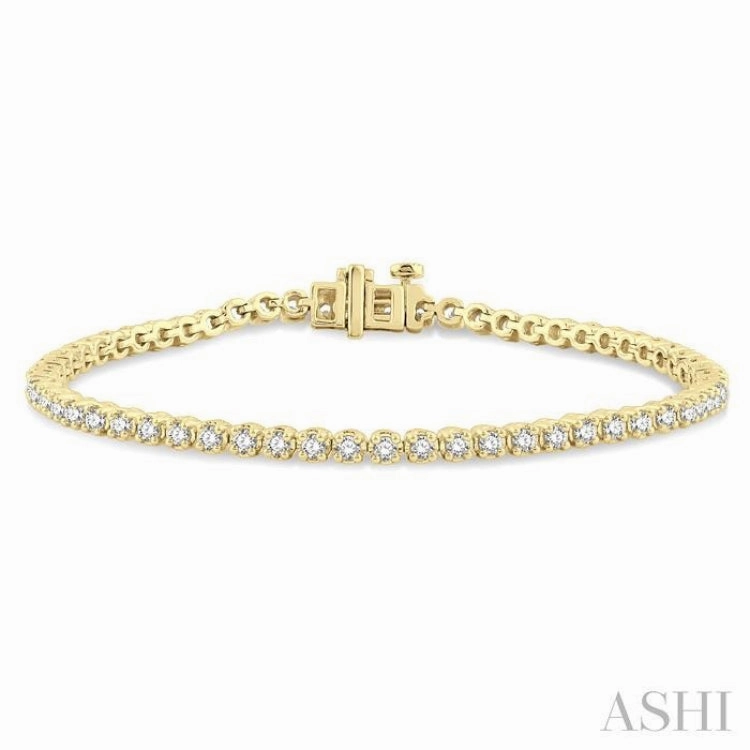 Happy Mixes Opportune Fusions 2 Ctw Round Cut Diamond Tennis Bracelet in 14K Yellow Gold