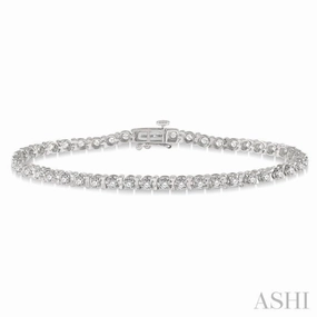 Harmonious Hues 2 Ctw Round Cut Diamond Tennis Tulip Bracelet in 14K White Gold