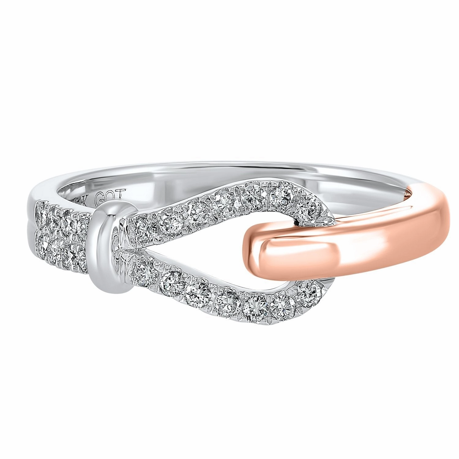 Balanced Contour Attractive Look 2-Tone Love's Crossing Diamond Fashion Ring 1/5 Cttw 14K Gold