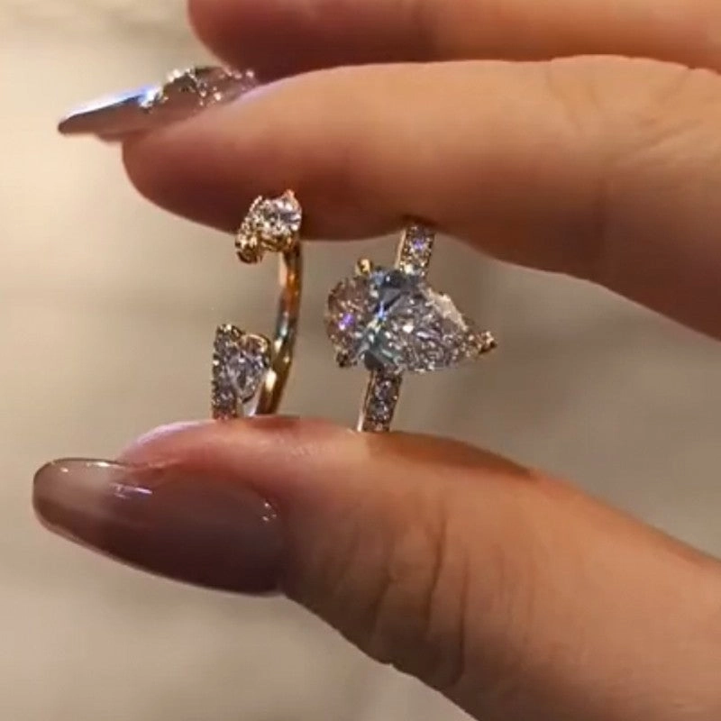 3.0Ct Pear Cut Insert Wedding Ring Set With Open Engagement Ring Enhancer Modern Glow Fashion Sparkle