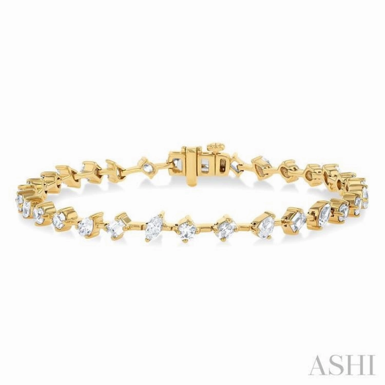 3 1/2 Ctw Mixed Shape Fusion Diamond Fashion Bracelet in 14K Yellow Gold Valuable Mixes Primary Accent