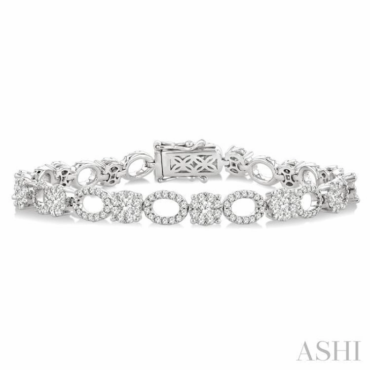 Timeless Investment 3 1/3 Ctw Lovebright Round Cut Diamond Bracelet in 14K White Gold