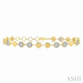 Luxurious Feel 3/4 Ctw Lovebright Button Shaped Link Round Cut Diamond Bracelet in 14K Yellow and White Gold