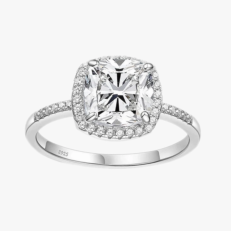 Exclusive Appeal 3.5CT 925 Halo Cushion Sterling Silver CZ Ring