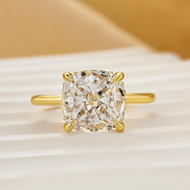 3.5Ct Cushion Cut Hidden Halo Engagement Ring Promise Ring For Her Luminous Shine