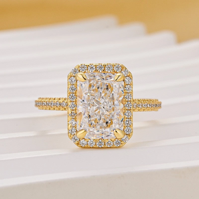 3.5Ct Halo Radiant Cut Engagement Ring Travel Ring For Her In Sterling Silver Instant Style