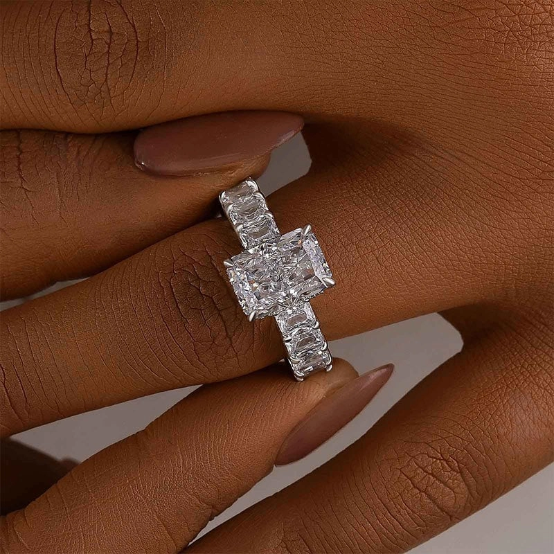Chic Feature Event Glow 3.5Ct Radiant Cut Luxe Engagement Ring Travel Ring In Sterling Silver