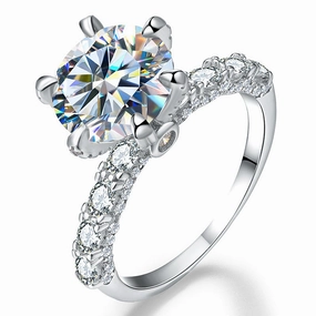 3 Carat Round Engagement Ring | S925 | Moissanite Soft Sparkle