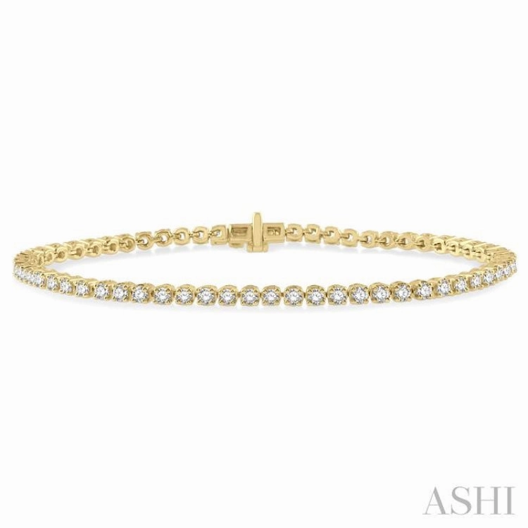 Graceful Shift 3 Ctw Round Cut Diamond Tennis Bracelet in 14K Yellow Gold