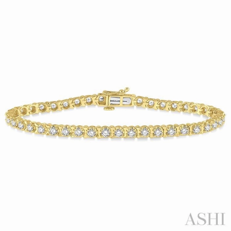 Timeless Investment Sacred Endorsement 3 Ctw Round Cut Diamond Tennis Tulip Bracelet in 14K Yellow Gold