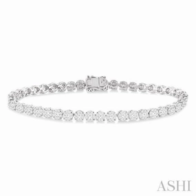 3 Ctw Round Cut Lovebright Diamond Tennis Bracelet in 14K White Gold Retro But New Oxidized Silver