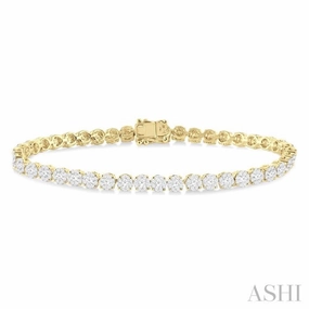 3 Ctw Round Cut Lovebright Diamond Tennis Bracelet in 14K Yellow and White Gold Present-Day Ritual