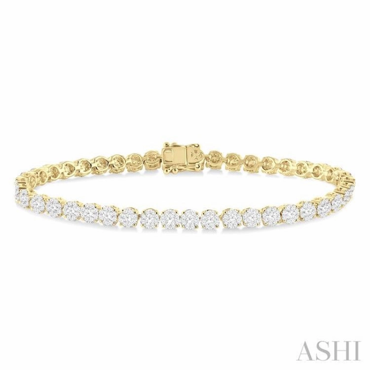 3 Ctw Round Cut Lovebright Diamond Tennis Bracelet in 14K Yellow and White Gold Present-Day Ritual