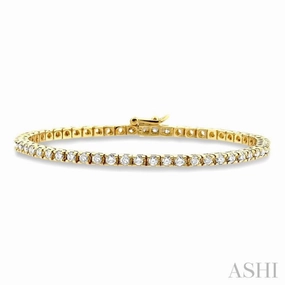 Fairly Valued Amusing Feature 3 ctw Square Shape Round Cut Diamond Tennis Bracelet in 14K Yellow Gold