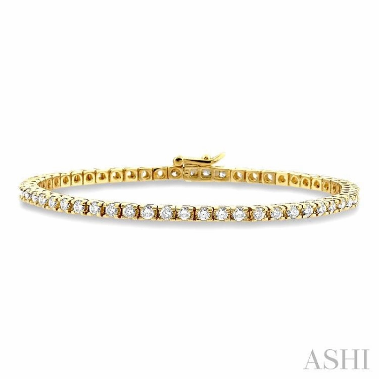 Fairly Valued Amusing Feature 3 ctw Square Shape Round Cut Diamond Tennis Bracelet in 14K Yellow Gold