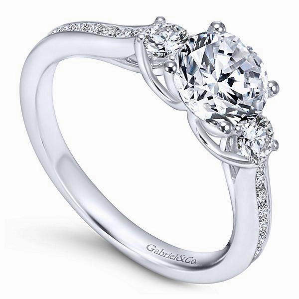 3-Stone Channel Set Side Diamond Ring .39Cttw 14K Gold Sparkling Accent