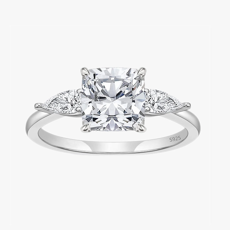 Crisp Look Elegant Style 3 Stone Cushion Cubic Zirconia Wedding Promise Ring
