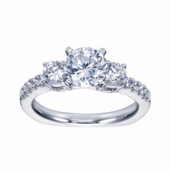 3-stone Diamond Engagement Ring 1.55 Cttw 14K White Gold All ages