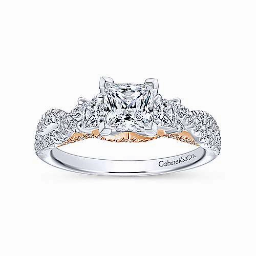 3-Stone Princess Cut Diamond Ring with Rose Accent 412A Daily Harmony Premium Expression