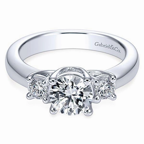 Chic Craft 3-Stone Trellis Round Diamond Ring .30Cttw 14K White Gold