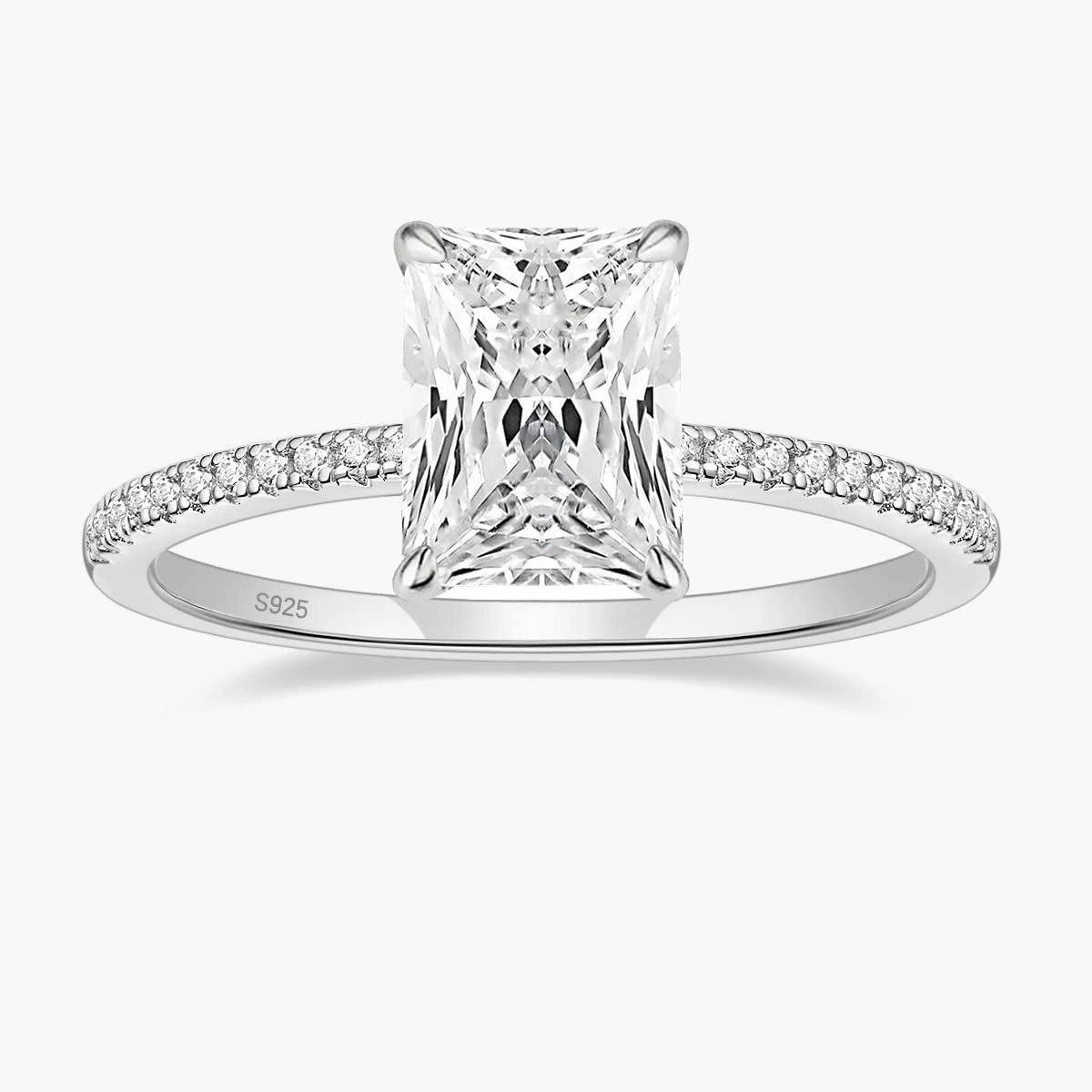 3CT 925 Sterling Silver Cubic Zirconia Rings Light Feature Model Fit