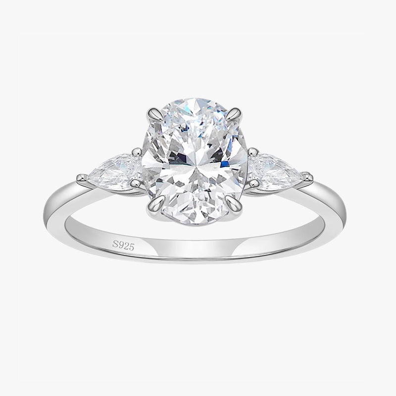 Dazzling Charm 3CT Oval Cubic Zirconia Engagement Ring