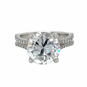 4.15 carat Round Diamond with 0.65 tw Diamond Split Shank Ring Platinum Artistic Product