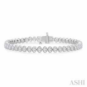 Premium Choice Promising Fusions 4 1/2 Ctw North-South Bezel Set Oval Cut Diamond Tennis Bracelet in 14K White Gold