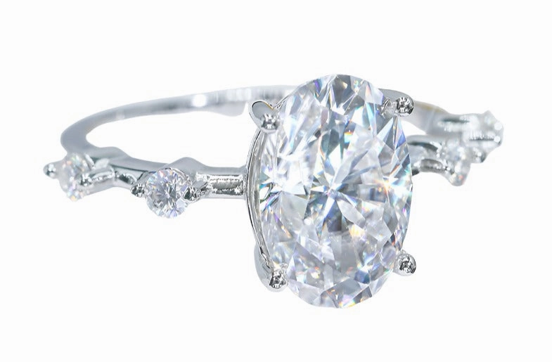 Ornate Style Creative Sign 4.5 Carat Oval Engagement Ring | S925 | Moissanite