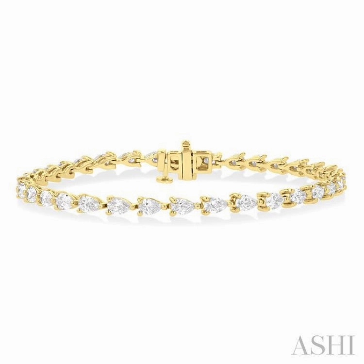 Tailored Design Unlimited Combinations 4 ctw East West Pear Cut Diamond Fashion Tennis Bracelet in 14K Yellow Gold