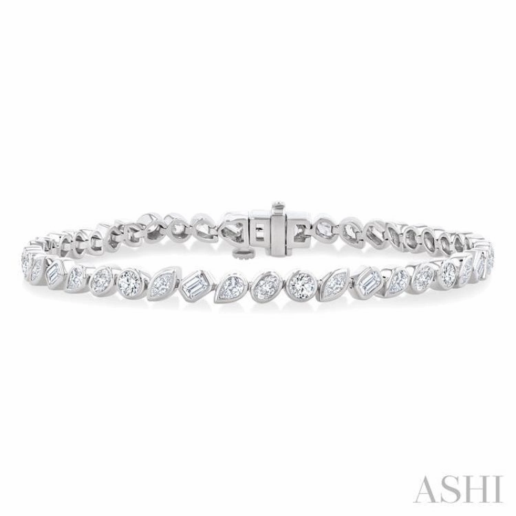 Dependable Detail Perfect Timing 4 Ctw Mixed Diamond Cut Fashion Tennis Bracelet in 14K White Gold