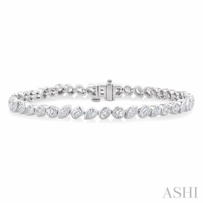 Dependable Detail Perfect Timing 4 Ctw Mixed Diamond Cut Fashion Tennis Bracelet in 14K White Gold