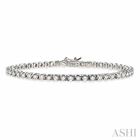 4 Ctw Square Shape Round Cut Diamond Tennis Bracelet in 14K White gold Aristocratic Charm