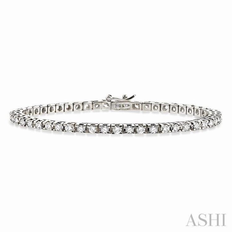 4 Ctw Square Shape Round Cut Diamond Tennis Bracelet in 14K White gold Aristocratic Charm