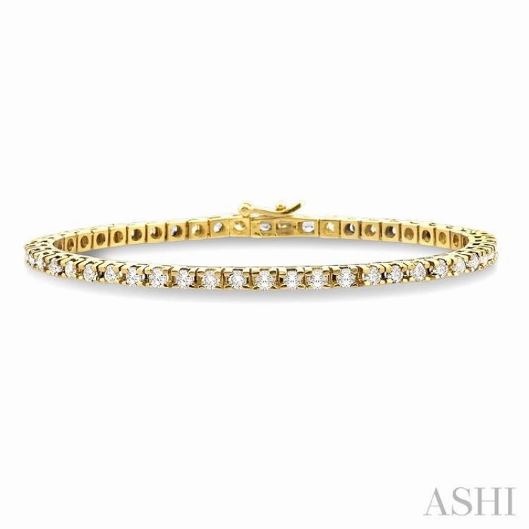 4 Ctw Square Shape Round Cut Diamond Tennis Bracelet in 14K Yellow Gold Five Star Unbridled Fusions