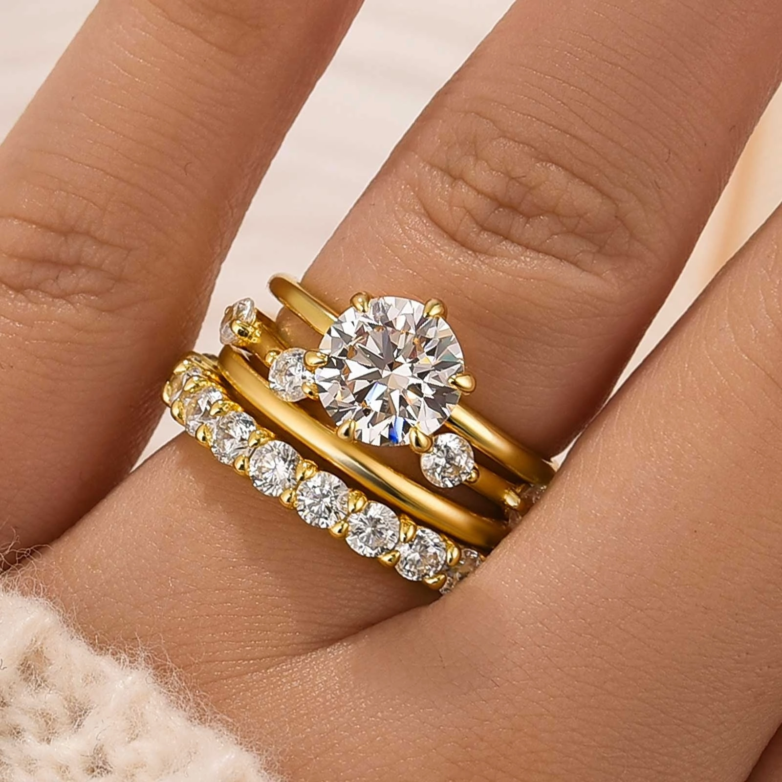 4PC 2.0Ct Round Cut Wedding Ring Set In Sterling Silver Formal Accessory