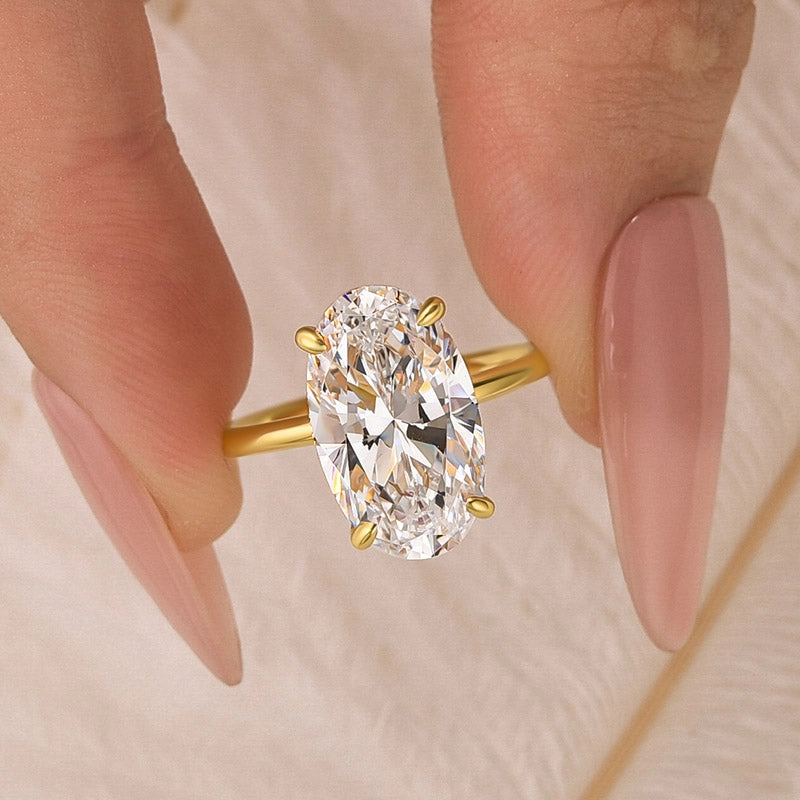 5.0Ct Oval Cut Hidden Halo Engagement Ring Travel Ring In Sterling Silver Seasonal Shine